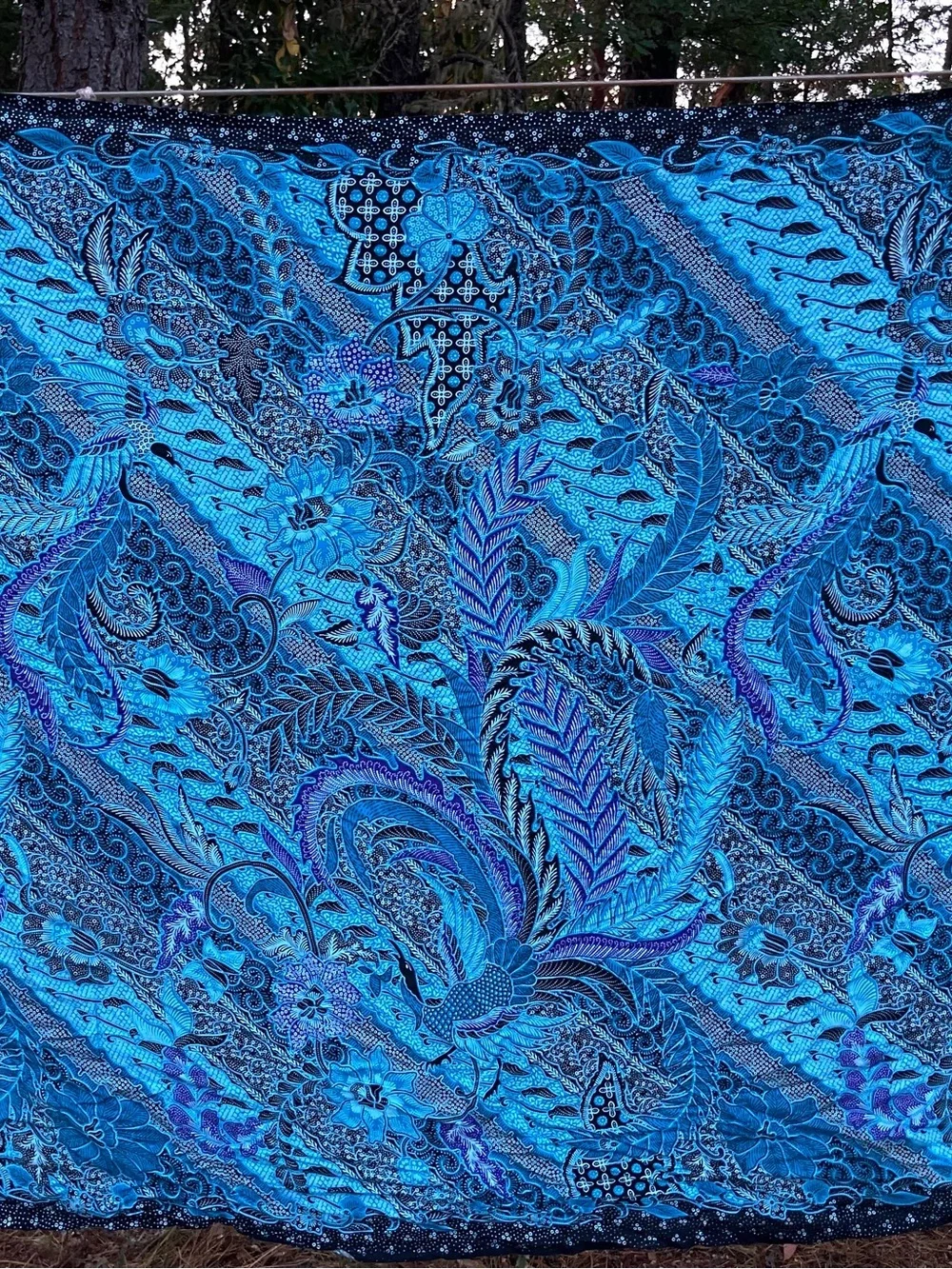 sarong  rayon tapestry wrap shirt large scarf blues black purple pareo